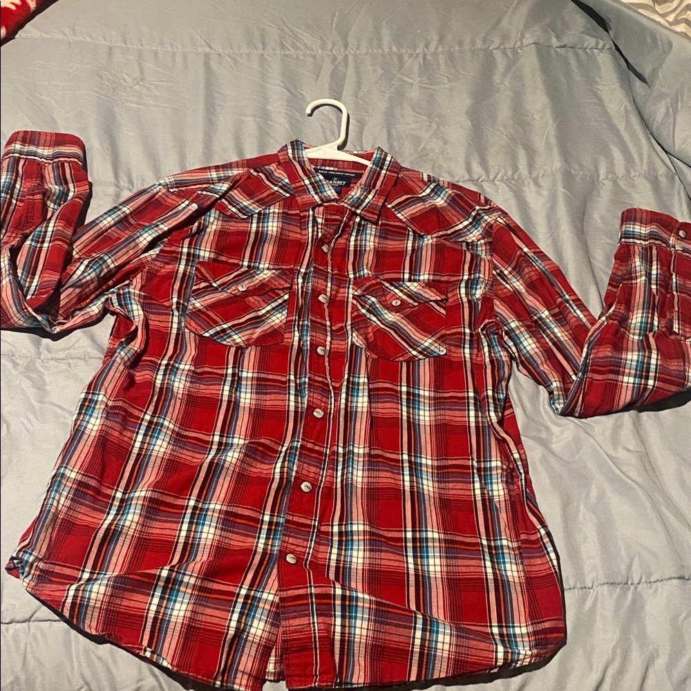 Old Navy slim fit Red and Blue Plaid Men's Shirt